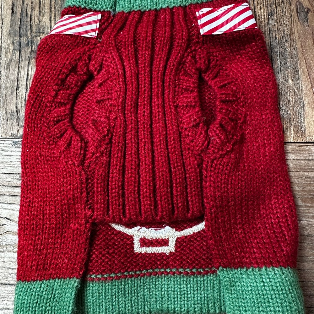 Festive Red and Green Knit Dog Sweater for Christmas - Picture 2 of 4